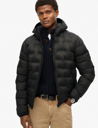 Superdry Hooded Quilted Puffer Coat Black XXL Superdry Hooded Quilted Puffer Coat Black XXL