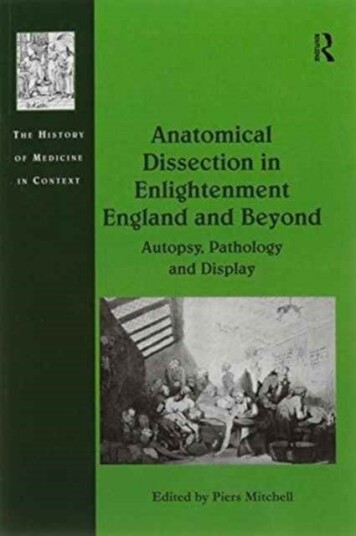 Anatomical Dissection in Enlightenment England and Beyond