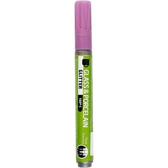 Creativ Company Glass  Og Porselens tusj Glitter Rosa