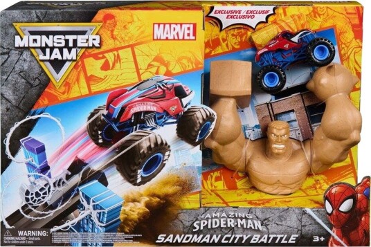 Monster Jam 1:64 Marvel Spiderman Lekesett med Bilbane