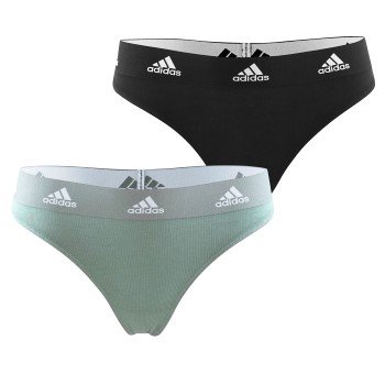 Adidas Truser 2P Underwear Brazilian Thong Svart/grønn bomull Large Dame
