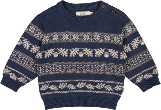 Wheat Jacquard Pullover Julius Sea Storm Baby (80 / 1 år)