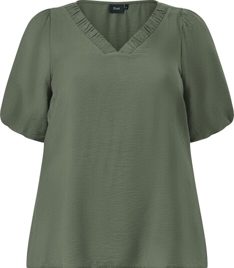 Zizzi Bluse Cameredith 1/2 Blouse Grønn