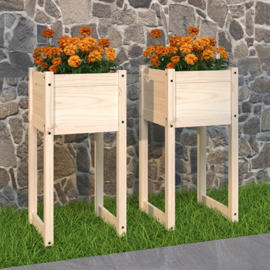 vidaXL Plantekasser 2 stk 40x40x81 cm heltre furu vidaXL Plantekasser 2 stk 40x40x81 cm heltre furu