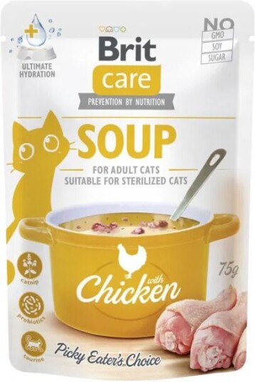 Brit Care Kattemat Kyllingsuppe 75 g - Næringsrik Tilleggsfôr for Katter
