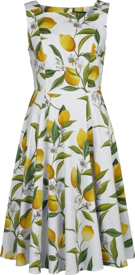 H&R London Rockabilly Middellang kjole Lemon Fleur Kjole S til 3XL Damer flerfarget