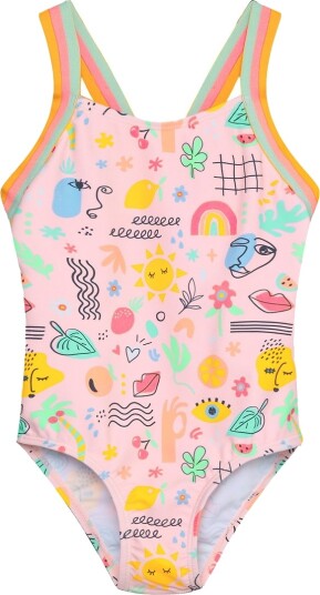 Color Kids Swimsuit W Elastic Straps Aop Pink 110