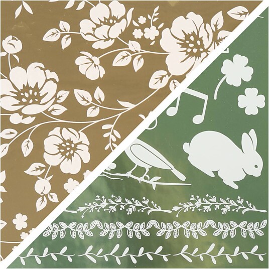 Creativ Company Dekorasjonsfolie m. blomster Gull + grønn Creativ Company Dekorasjonsfolie m. blomster Gull + grønn