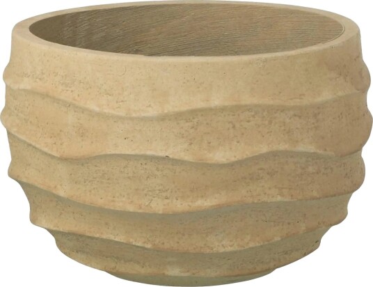 J Line Flwrpot Waves+Outdoor Bei S   Beige   H24.5CM