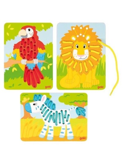Goki Wooden Stringing Puzzles 3pcs. Tre Goki Wooden Stringing Puzzles 3pcs. Tre