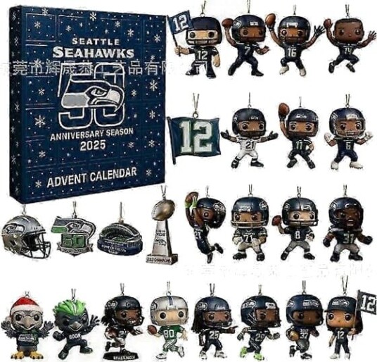 Seattle Seahawks 50 årsjubileum Julekalender Offisielt Lisensiert NFL Fotballag Samleobjekt