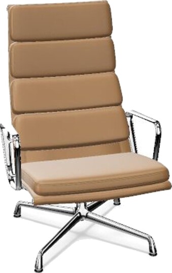 Vitra Soft Pad EA 222 kontorstol med sving og vippemekanisme kamel/ Krom Vitra Soft Pad EA 222 kontorstol med sving og vippemekanisme kamel/ Krom