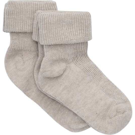 Minymo Light Taupe Baby Rib Strømpe Med Fold 2-Pakning 15-18