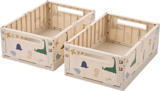 Liewood Weston Printed Storage Box M 2-Pack - DINO ROAR / SANDY - One Size