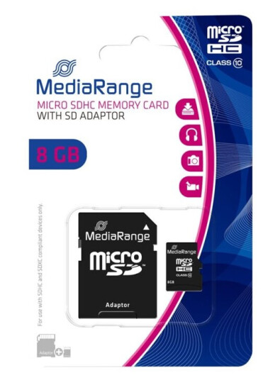 Mediarange - Flashminnekort (Microsdhc Til Sd-Adapter Inkludert) - 8 Gb - Class 10 - Microsdhc - Svart Mediarange - Flashminnekort (Microsdhc Til Sd-Adapter Inkludert) - 8 Gb - Class 10 - Microsdhc - Svart