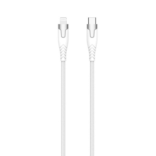 GEAR Kevlar kabel PRO Usb c Til Lightning 1,5 M Med Metallhus Hvit
