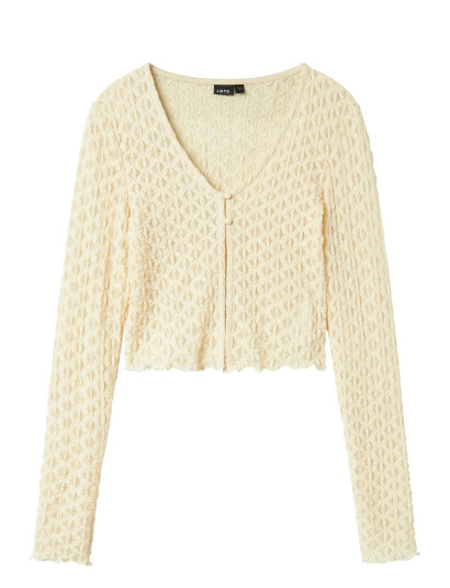 LMTD Nlfralma Ls Lace Short Cardigan Yellow 158-164