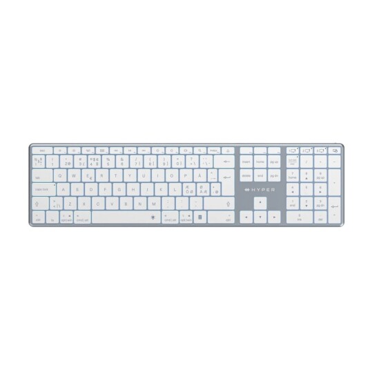 HyperSpace Next Trådløs Tastatur med QWERTY og Bakbelysning - Nordisk Grå