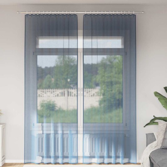 Voilegardiner med hemper 2 stk kongeblå 140x260 cm 8721158553218