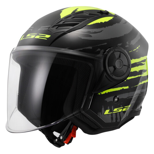LS2 Halvhjelm  OF616 Airflow II Børstet Svart-Hi-Vis Gul