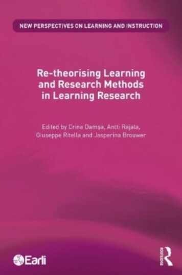 Re-Theorising Learning And Research Methods In Learning Research