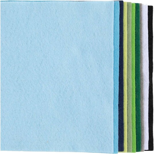 Diverse Hobbyfilt A4 ark 210x297 mm tykkelse 2 mm blå grønn harmoni 10 ark 1 pk