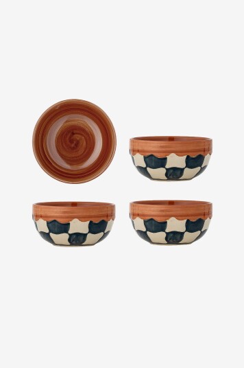 Bloomingville   Check Bowl sett med 4 stk.   Blå