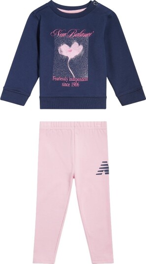 New Balance Sett Collegegenser/Leggings NB Navy New Balance 86 Collegegenser Marineblå Rosa