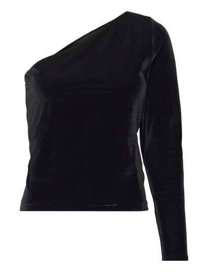 Ralph Lauren Polo Velvet One Shoulder Top Black L