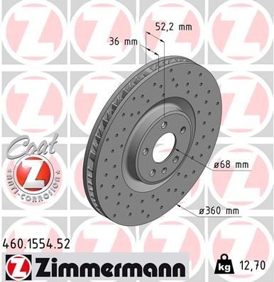 Bremseskive ZIMMERMANN 460.1554.52