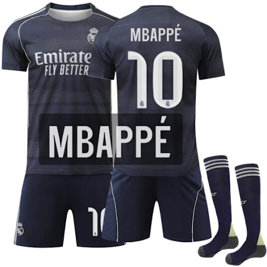 25 26 Real Madrid Bortedrakt Barn Voksen Fotballtrøye Nr. 10 Mbappe