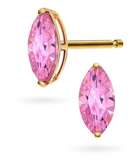 Pan Jewelry Øredobber i 585 gult gull med lys rosa zirkonia Pan Jewelry Øredobber i 585 gult gull med lys rosa zirkonia