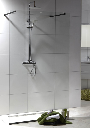Noro Frost Dusjvegg 1150x2000, Sort Matt/Klart glass
