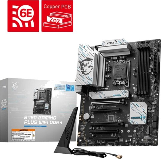 MSI B760 Gaming Plus ATX Hovedkort med Wi-Fi 6E og DDR4 Støtte MSI B760 Gaming Plus ATX Hovedkort med Wi-Fi 6E og DDR4 Støtte