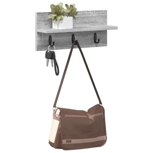 Vegghengt kleshenger med hylle Grå sonoma 40 x 10.5 x 18 cm