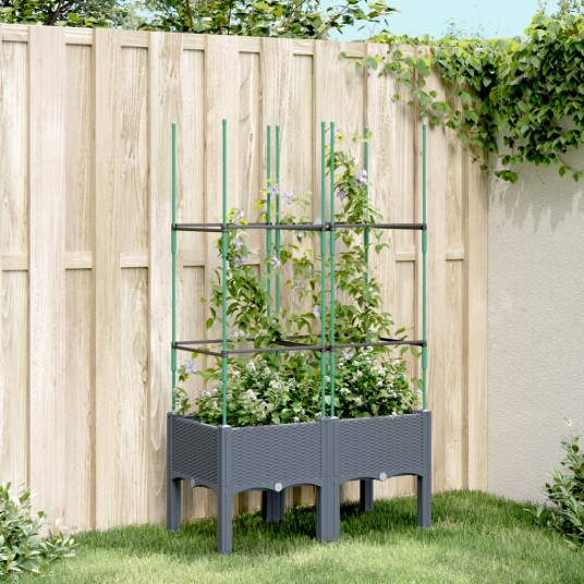 Plantekasse med espalier grå 80x40x142,5 cm PP