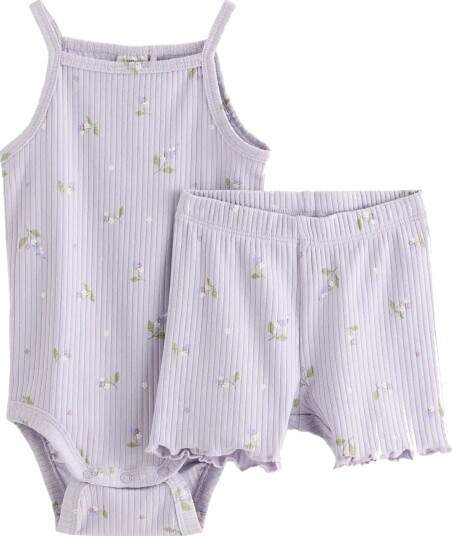 Lindex Set With Bodysuit And Cycling Shorts Purple 68