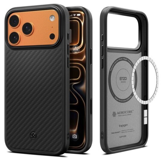 Spigen Enzo Aramid T Mobildeksel til iPhone 17 Pro Max Svart