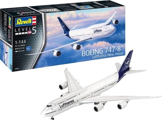 Revell 1/144 Modellfly Boeing 747-8 Lufthansa med ny livery