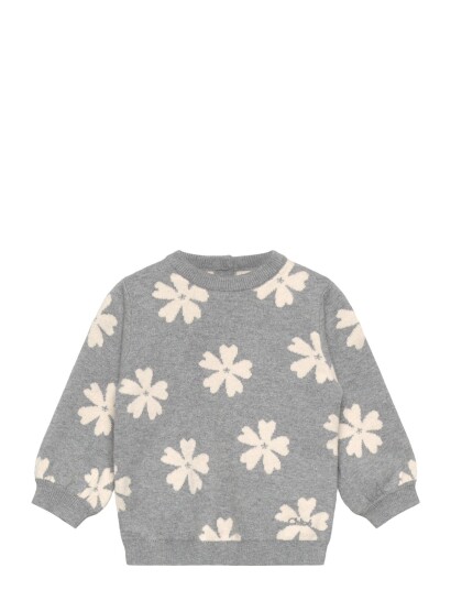 Chloé Girls Grey Floral Knit Sweater Grey 12 M Chloé Girls Grey Floral Knit Sweater Grey 12 M