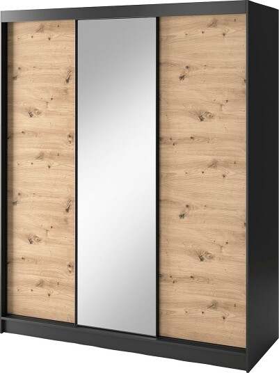 eltapSkyvegarderobe Esville Iii 180x60x220 med speilSvartGarderobeskap & klesskap