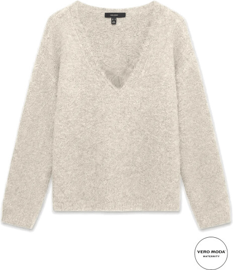 Vero Moda Maternity Vmmberry Lace Ls V Neck Pullover   Cream   XS