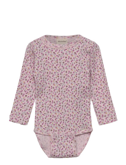Minymo Body Ls Aop Rib Pink 62