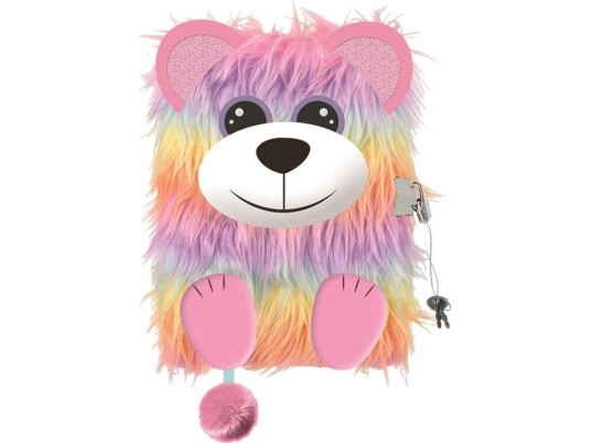 Dagbok Med 3D Hengelås A5 96K Linje My Little Friend Rainbow Bear Rainbow Bamse