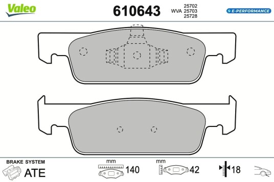 Bremseklosser VALEO 610643