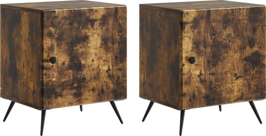  Nattbordskap 2 pcs Røkt Eik 43 x 34,5 x 50 cm Konstruert tre