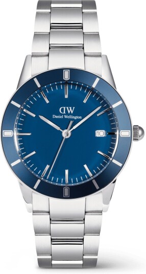 Silver 40mm Mic Watch Iconic Paradigma Link Blue Enamel | DW