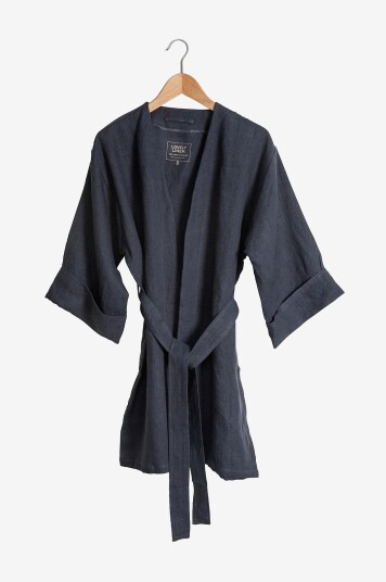 Lovely Linen Kimono Lovely Long i vasket lin Grå
