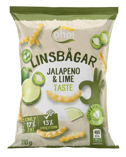 Oho! Linsbågar Jalapeno & Lime 100g Oho! Linsbågar Jalapeno & Lime 100g