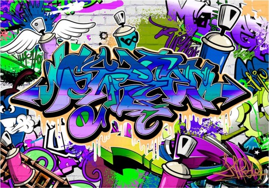 Fototapet Graffiti Violet Theme 100x70 - Artgeist sp. z o. o.